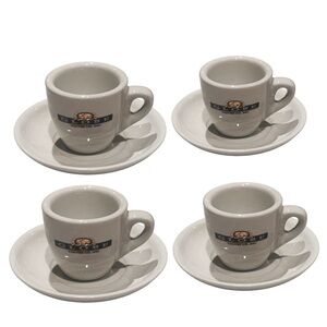 Globe Coffee Co Inc. Espresso Cup & Saucer Set – 4 Cups & 4 Saucers